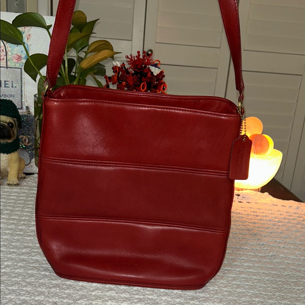 Coach Vintage Red Leather Shoulder Bag (Style 9063) - Project Piece